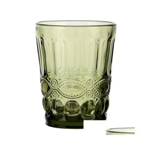 Vinglasglasögon Colorf Glass Embonsed Cup Retro Värmebeständigt vatten Kreativt whisky te rak dryck mugg för fest 052304 Drop Deli Dh0ez