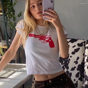Męskie koszulki pistoletowe T-shirt damskie ubrania streetwear harajuku estetyka biała top kpop tshirt 2023 Letnia moda Y2K Kobieta żeńska