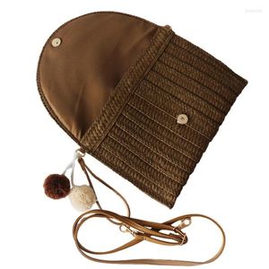 Storage Bags Straw Handbags Women Purse Handwoven Rattan Clutch With Weaving Process For Travel Mobile Phones