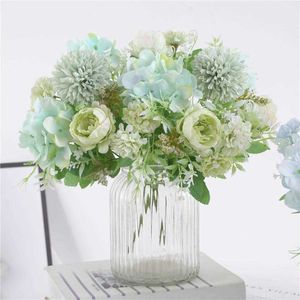 Torkade blommor Silk Peony Floristics Bridal Accessories Clearance Wedding Decorative Plants Chile Decor for Home Artificial Roses