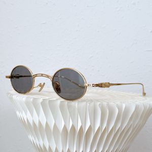 Designer-Sonnenbrillen, CHROM-Brille, Herren- und Damen-Sonnenbrille, ovale Metallbrille mit kleinem Rahmen, Rock-Punk-Straßen-Hip-Hop-Stil, verspiegelte Bein-Carving-Technologie, zurückhaltender Luxus