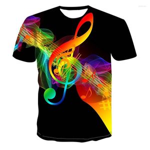 Erkekler Tişörtleri 2023NOVELTY Alev Müzik Notu T-Shirt Erkekler ve Erkekler Moda Art Street 3d Büyük Boy Kısa Kollu Müzik Sembolü Gündelik Yaz