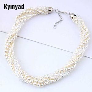 Perlen Halsketten Kymyad Choker Halskette Frauen Imitation Perle Schmuck Perlen Multilayer Collier Femme Bijoux Chunky 230613