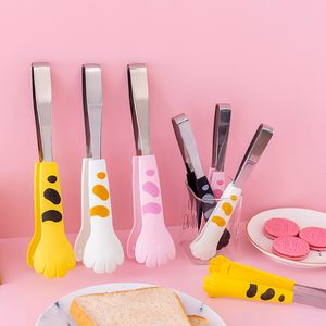 Cookware Parts Japanese Cat Paw Shape Food Tongs Cute Cartoon Meal Stainless Steel Barbecue Sand Baking Clip Kitchen Gadgets 230616