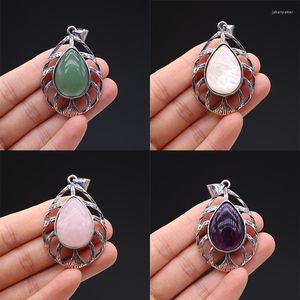 Pendant Necklaces Natural Stone Amethysts Pendants Water Drop Tiger Eye Crystal For Jewelry Making Women Necklace Earrings Crafts Supplies