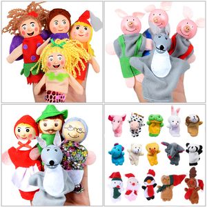 Puppets Finger Set Baby 10 PCS Djur Plush Doll Hand Cartoon Family Puppet Cloth Theatre Education Toys for Kids Gifts 230617