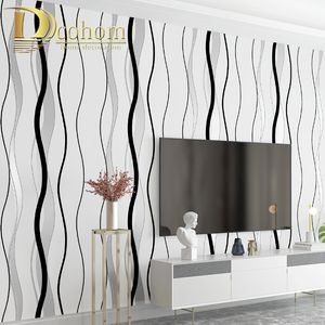 Duvar Çıkartmaları Oturma Odası Kanepe Beyaz Gümüş Siyah Stripes Kağıt 3D Tasarım Modern Ev Dekoru Geometrik Çizgili Duvar Kağıdı Rulo 230616