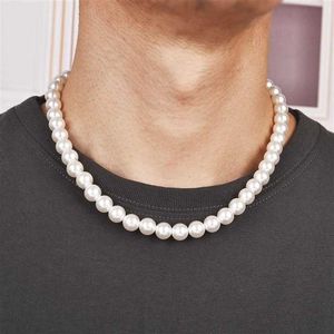Ожерелья из бисера Новое модное имитационное жемчужное ожерелье для мужчин Темперамент простые ручные бусинки.