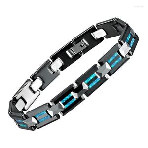 Elo de corrente Clássico Preto Cerâmica Azul Opala Tungstênio Pulseira Para Homens E Mulheres Charm Bangles Traje Masculino Mens Pulseiras Jóias Homem Dhpw7