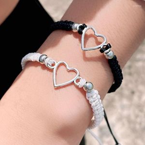 Charm-Armbänder, 2 Stück, Liebes-Herz-Paar für Frauen und Männer, handgefertigt, verstellbares Seil, Freunde, Beziehung, passendes Armband, Schmuck, Geschenk