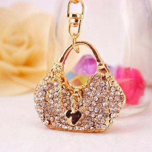 Keychains XDPQQ Fashion Cute Crystal Handbag Shape Key Chain Female Bag Accessories Metal Pendant Small Gift