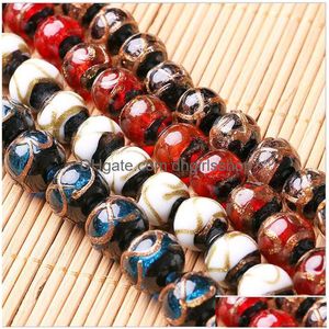 Handmade Lampwork Round Beads For Bracelet Necklace Making 12Mm 14Mm 16Mm 20Mm Gold Sands Stone Vintage Glass Bead China Sale Drop D Dhylt