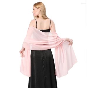 スカーフ高品質の純粋なカラーシフォン女性イブニングドレスショールズブライダルブライドメイドウェディングボレロスパーティーショールバンケット