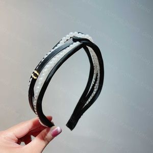 23ss acessórios de grife feminino faixa de cabelo marca pérola logotipo decoração pérola headband moda versátil acessórios de cabelo jóias femininas de alta qualidade