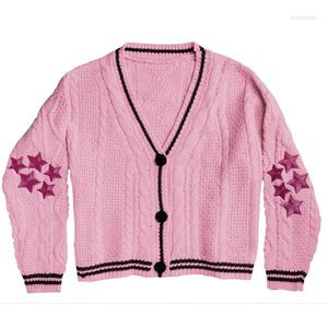 Women's Knits Autumn Winter Hand-embroidered Sweater Women Fashion Design Star Pattern Long Sleeve Cardigan Knitted Sweaters