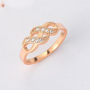 Anelli a grappolo ZHOUYANG Anello per donna Stile semplice Forma a onda Cristalli austriaci Colore oro rosa Gioielli moda argento ZYR334 ZYR226