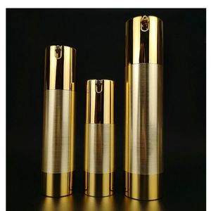 15ml 30ml 50ml 80ml 100ml Airless garrafa de bomba de plástico hot stamp recipiente de creme de ouro óleo essencial sub-garrafa Hkfaf