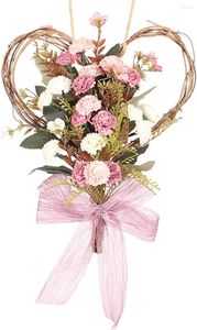 Dekorativa blommor hjärtformad nejlikblommor krans girland dörr hängande prydnadsblad för tacksägelsedekoration inomhus outdoo