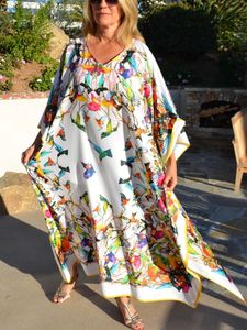 Women's Swimwear Beach Dresses Bird Bohemian Kaftans for Women Loose Bikini Cover Ups Maxi Robe Elegant Bathing Suits 230616