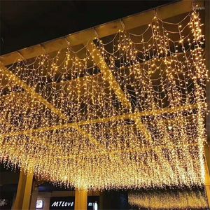 Saiten Weihnachtsbeleuchtung Fee Girlande 6x3M/3x3m Led Eiszapfen Licht String Navidad Dekoration Jahr Outdoor Indoor Vorhang Kette