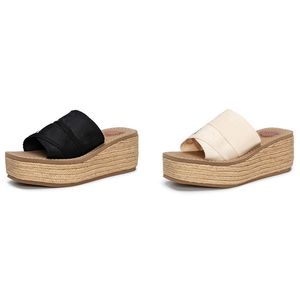 2023 Women Slippers Sandals Woody Mules Slides Canvas Shoe Fashion letter straw woven platform slippers Outdoor Beach wearing a casual canvas wedge sandals 36-42