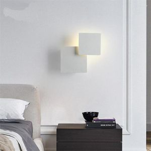 Wall Lamp Modern White Block Iron Lamps Nordic Geometric Aisle Bedroom Living Room Study Background Sconces Lights Lighting