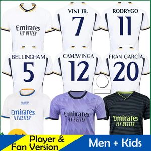 2023 BELLINGHAM VINI JR Fußballtrikots Tchouameni 22 23 24 Fußballtrikot Real Madrids CAMAVINGA ALABA Rodrygo FRAUEN Camisetas Männer Kinder Kit Uniformen Fans Spieler