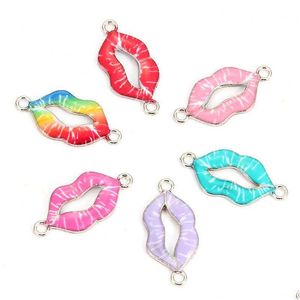 Charms 10Pcs Lips Esmalte Alloy Bracelets Connectors For DIY Colar Accessories Fashion Jewelry Finding Drop Delivery Findin Dhgarden Dh9Qx