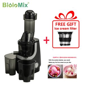 Juicers BioloMix Wide Chute Slow Mastigating Juicer BPA FREE Cold Press Juice Blender para frutas e vegetais ricos em nutrientes 230616