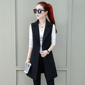 Kvinnors västar lyxiga svarta kostym Spring Autumn -knappar Väst ärmlösa blazerkontor Koreanska modejacka Slim Waistcoat Coats