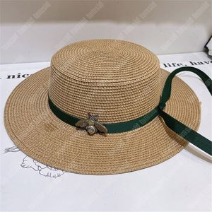 Fashion Bee Designer Straw Hat Wide Brim Woman Summer Luxury Beach Hat For Man Vacation Classic Riband Sunhat Bob Casquette