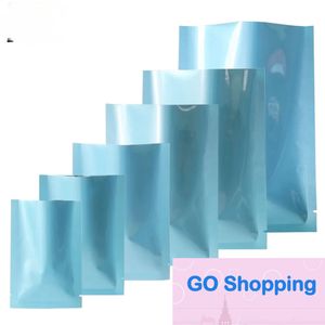 Variedade de tamanhos 100 pçs azul brilhante saquinhos seláveis a quente saco de armazenamento de alimentos folha de alumínio mylar sacos de embalagem moda
