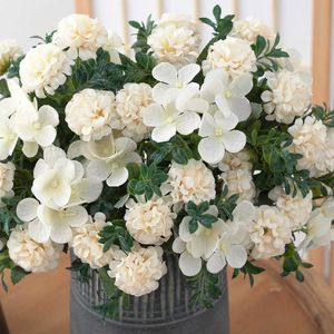 Suszone kwiaty sztuczne hortensja bukiet ślub ślubne akcesoria ślubne luz świąteczne dekoracje do domu fałszywe rośliny notatnik