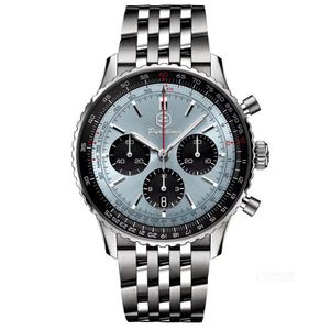 Дизайнерские мужские часы Мужские наручные часы Модные наручные часы 43 мм Navitimer Vk Кварцевый хронограф Кожаный ремешок Складная пряжка