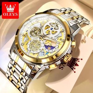 Olevs Hollow Out Diar Single Calendar Quartz Watch męski zegarek 42 mm