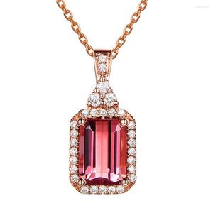 Pendant Necklaces MOONROCY Rose Gold Color CZ Red Crystal Chokers Wedding Necklace For Women Girls Drop Jewelry Wholesale Gift