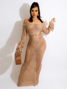 Women's Swimwear JRRY Sexy Women Knitted Dresses Deep V Neck Tassels Sleeves Crochet Dress Cover Ups Hollow Out Crocheted Beach Skirt Cover Ups 230616