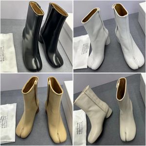 Tabi ankle boots Autumn winter Designers Men Women Tabi broken mirror boots luxury Fashion Leather High quality 3.5cm 6cm 8cm Toe parting boots