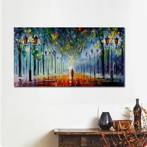 Modern Impressionist Canvas Wall Art I colori dell'inverno Dipinto a mano Street Landscape Painting per l'arredamento dell'appartamento