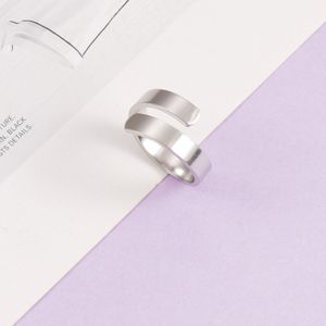 Envoltório redondo design de aço inoxidável em branco personalizado gravado anel glod banhado jóias minimalistas para mulheres acessório de charme geométrico