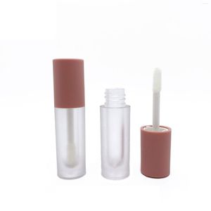 Garrafas de armazenamento redondas Lotus Pink Lip Glaze Garrafa recarregável Tubo vazio Dispensador de brilho Embalagem cosmética Lipgloss