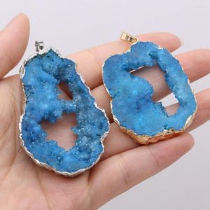 Pendant Necklaces Natural Stone Irregular Blue Agate Crystal Bud Jewelry MakingDIYNecklace Earring Accessories Gift Party40x30x6-50x30x6mm