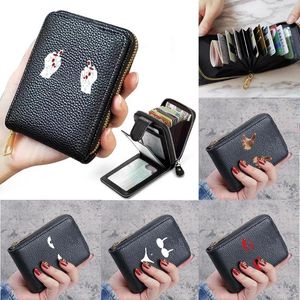 Wallets Women PU Leather Card Pack Small Money Bag Female Travel ID Bank Storage Bags Chest Print Buttons Coin Purse Clutch