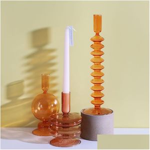 Candle Holders Home Decor Holder Glass Candlesticks For Candles Decoration Accessories Crystals Candlestick Drop Delivery Gar Dh1Vk