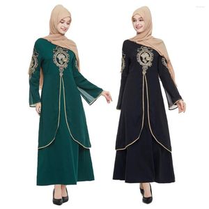 エスニック服eidラマダンドバイイスラム教徒の女性刺繍長いマキシドレス