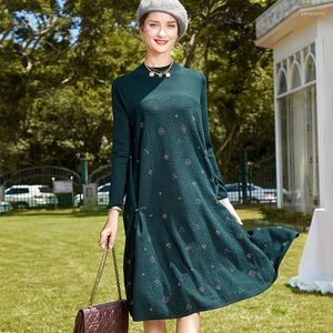 Casual Dresses Women's Long-Sleeved Dress Autumn And Winter Street Style Half High Collar Splicing Drilling Loose Lady S-XL