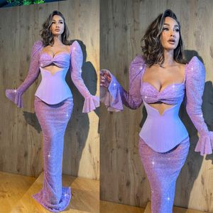 Gorgeous Mermaid Prom Dresses Art Deco-inspired Neck Long Sleeves Hollow Backless Available In Multiple Colors Custom Made Plus Size Party Dress Vestido De Noite