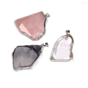 Pendant Necklaces Fashion Natural Stone Rose Quartzs Irregular Amethysts Charms Pendants Jewelry Making DIY Necklace Gifts For Women