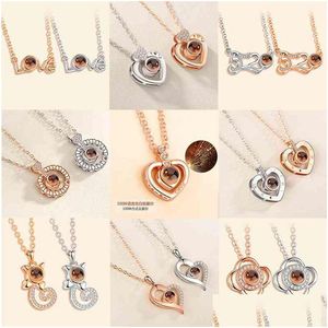 Pendant Necklaces Bohemian 12Pcs Necklace Moon Star Feather Olive Leaf Heartbeat Coin Chain Girl Lady Mother Jewelry Set Drop Delive Dhkz0