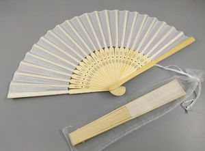 Simple Personalized Print Engrave Wedding Favor Silk Fan Customized Name Cloth Hand Fan Gift Wholesale